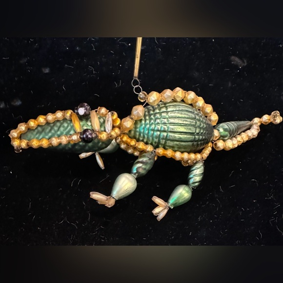 Rare Vintage Dragon/Alligator (?) Mercury Glass Bead on Wire Christmas Ornament - Picture 1 of 7